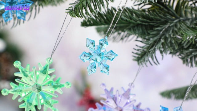 60PcsChristmas Winter Snowflake Ornaments Winter SnowflakeHanging Snowflake Ornaments For Tree, Crystal Pendants With Rope, For Holiday Party DIY Decor,Multicolor