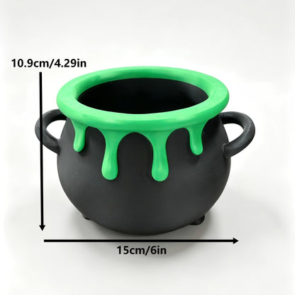 Halloween Witch Cauldron Storage Bowl, Spooky Candy Holder Snack Bowl, Desktop Organizer For Party Table Decor