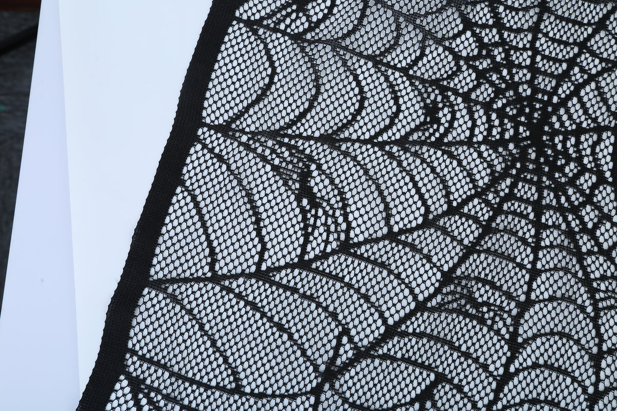 Halloween Decoration Black Lace Spiderweb Fireplace Mantle Scarf Cover Festive Party Supplies Fireplace Scarf 96 X 18 Inch For Halloween Christmas Party Door Window Decoration