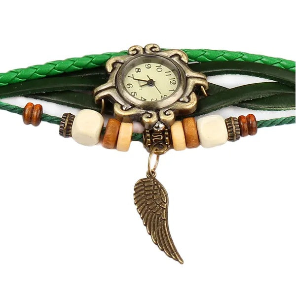 Beautiful Bohemian Style Retro Handmade Leather Angel Wing Women&