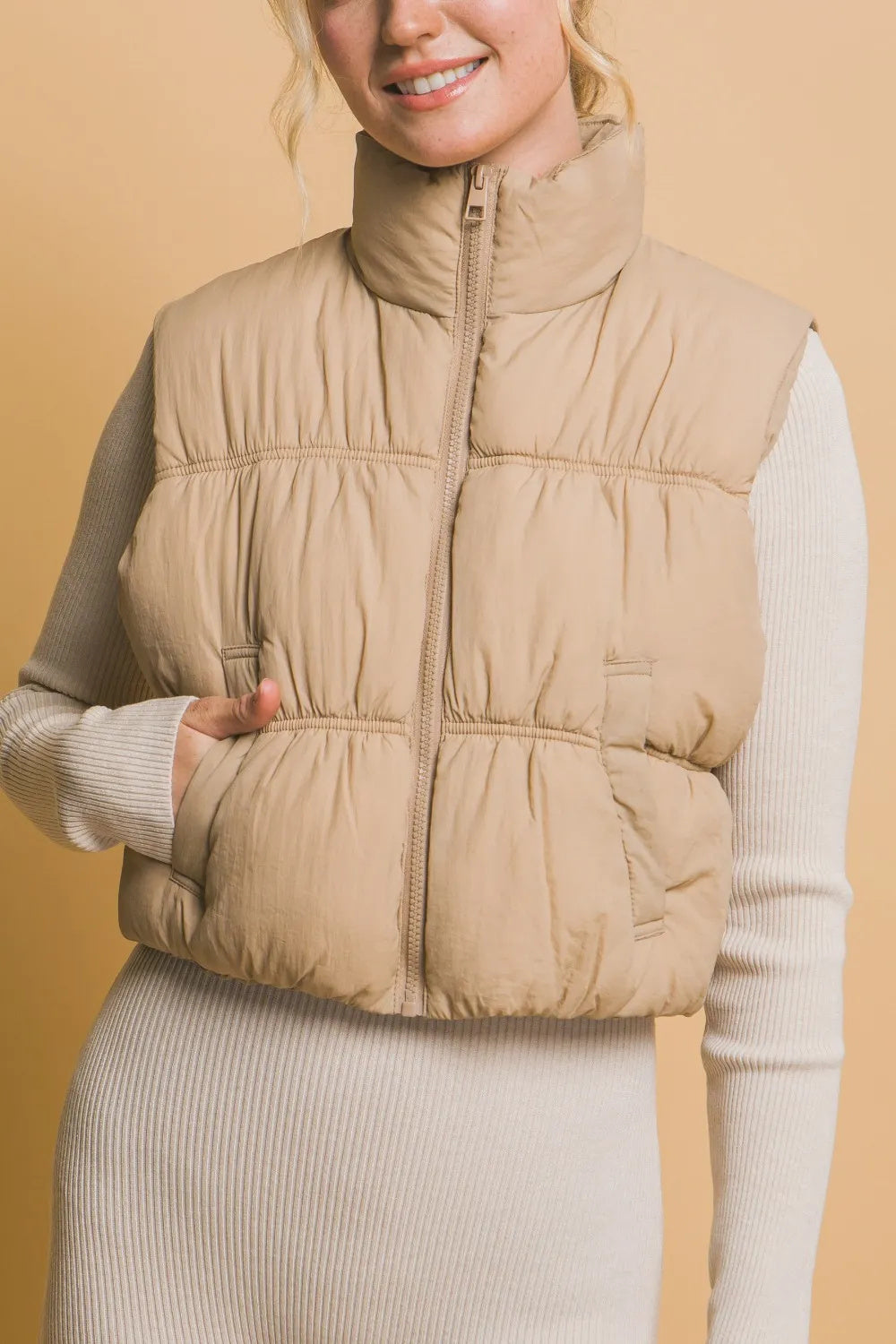 Turtleneck Cropped Vest Coat