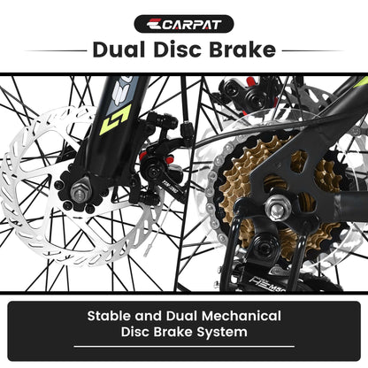 Durable mountain bike featuring a stable dual disc brake system for enhanced safety and performance.
