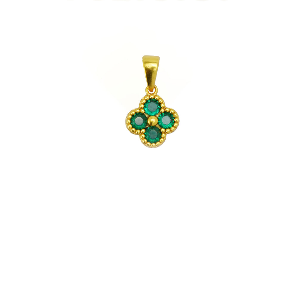 fashion gold necklace Green 4 Leaf Clover 24K Gold Necklace For Women Green