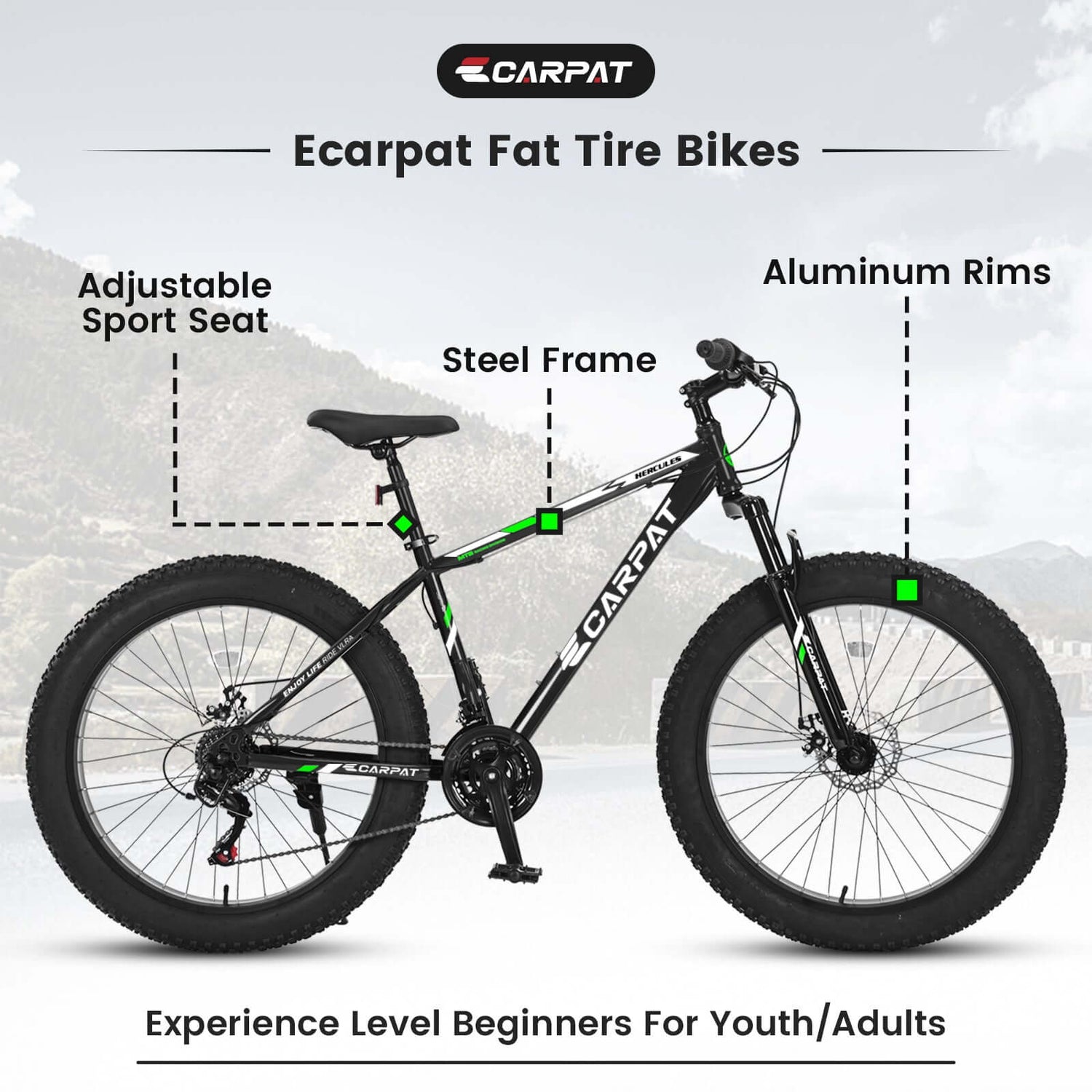 S26109 Elecony 26 Inch Fat Tire Bike Adult&amp;Youth