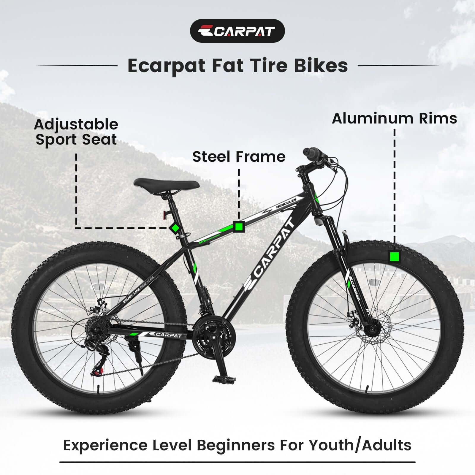 S26109 Elecony 26 Inch Fat Tire Bike Adult&amp;Youth