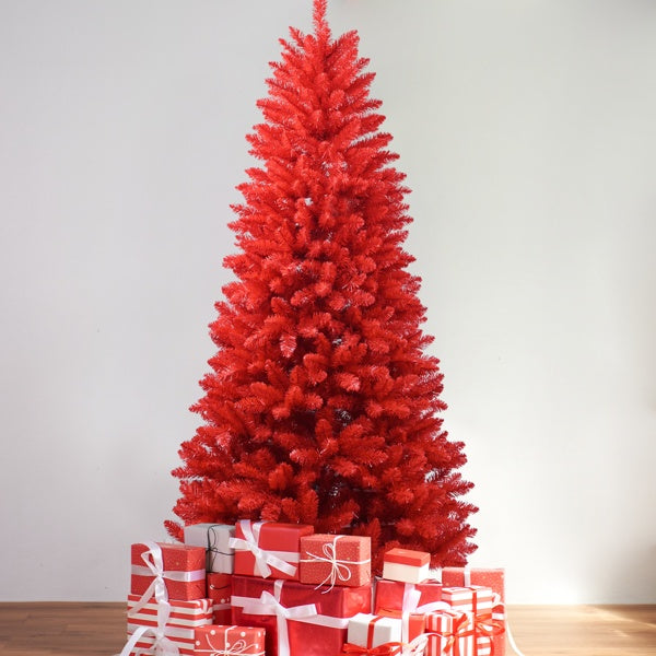 Artificial 5-foot Red Christmas Tree, 624 PVC Mixed Tips, High-Quality Hinges And Foldable Base Christmas Decoration