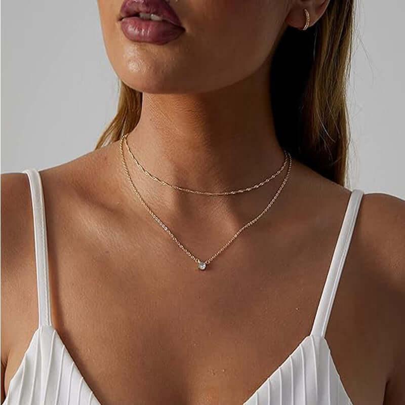 Solitaire Pendant Necklaces 14K Gold Solitaire Pendant Necklaces