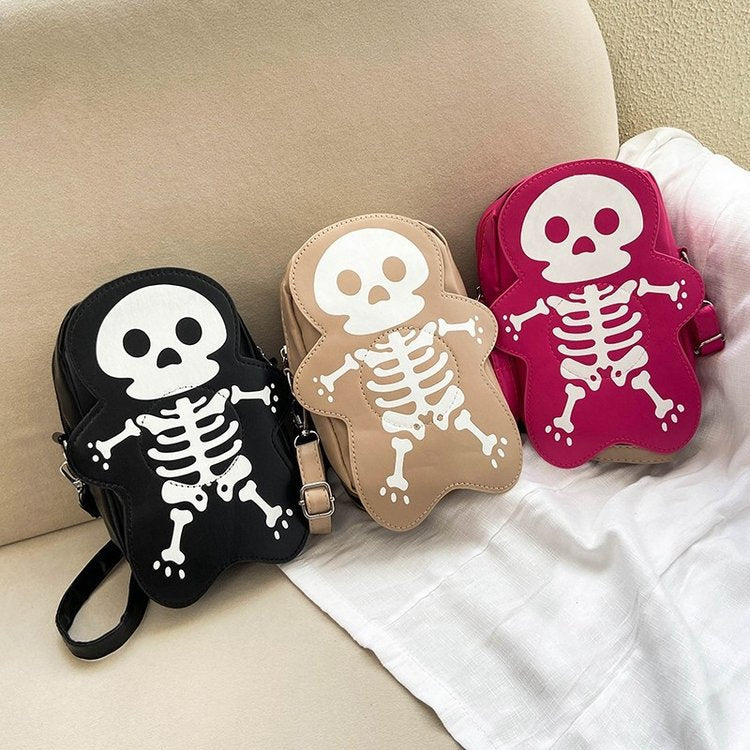Halloween Skull Shoulder Bag Y2K Fashion Funny Cute Messenger Crossbody Bags Women Small Phone Bag