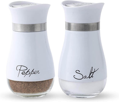 Salt And Pepper Shakers Set - Salt Containers For Gifts, White