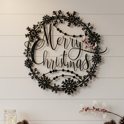 CIFbuy Elegant Merry Christmas Metal Wall Sign, Rustproof Festive Hanging Holiday Plaque Rustic, Xmas Indoor Outdoor, Decor For Door Fireplace
