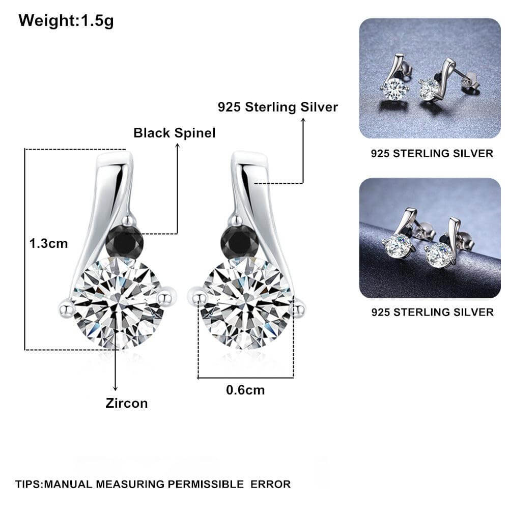 quality stud earrings 925 Silver Stud Earrings Black