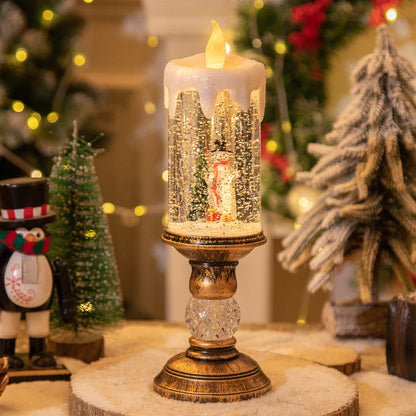 Christmas Decorations Candle Light Scene Layout Snowman Candle