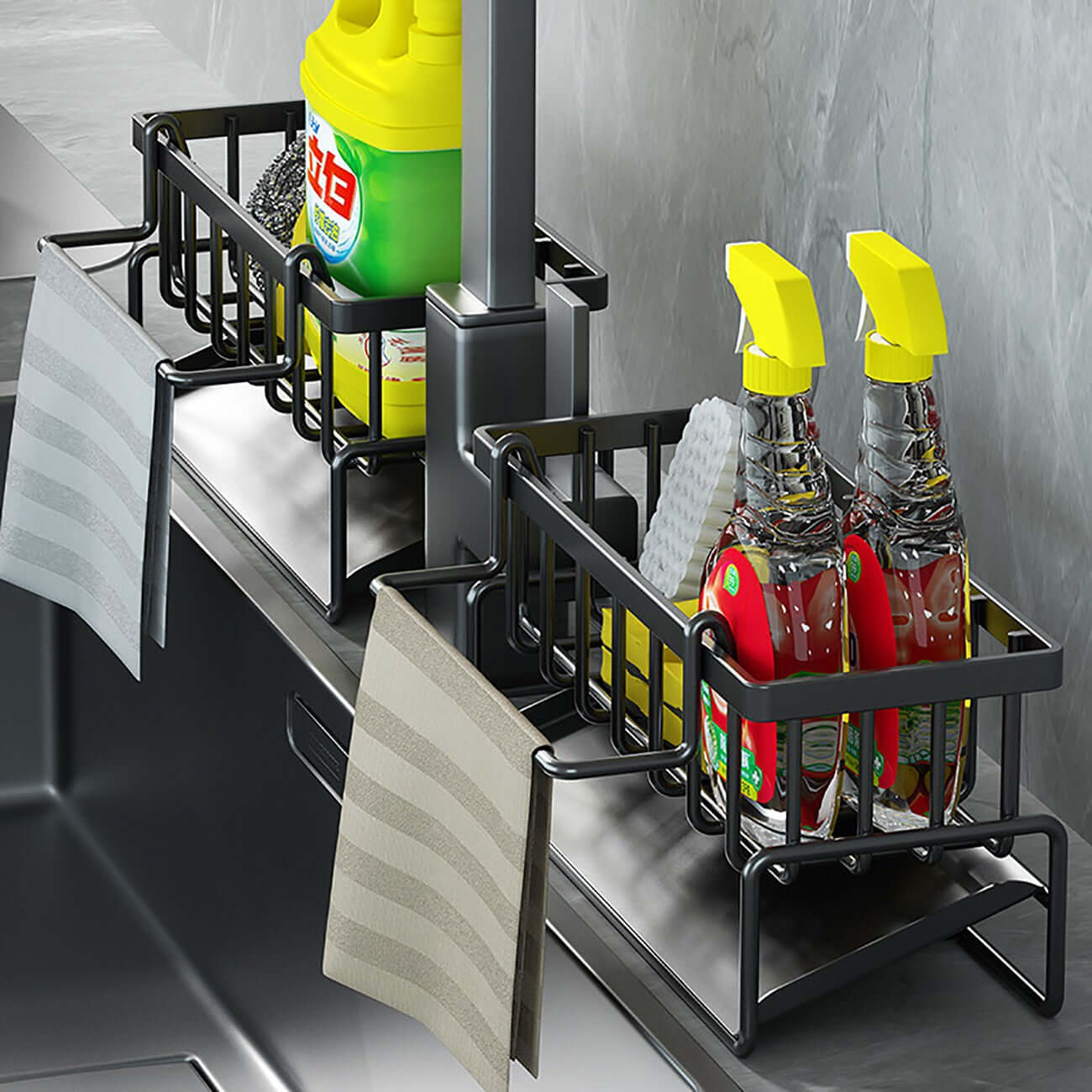 Kitchen Sink Caddy Basket Drain Rack Sponge Dishcloth Holder Storage Organizer 1pack