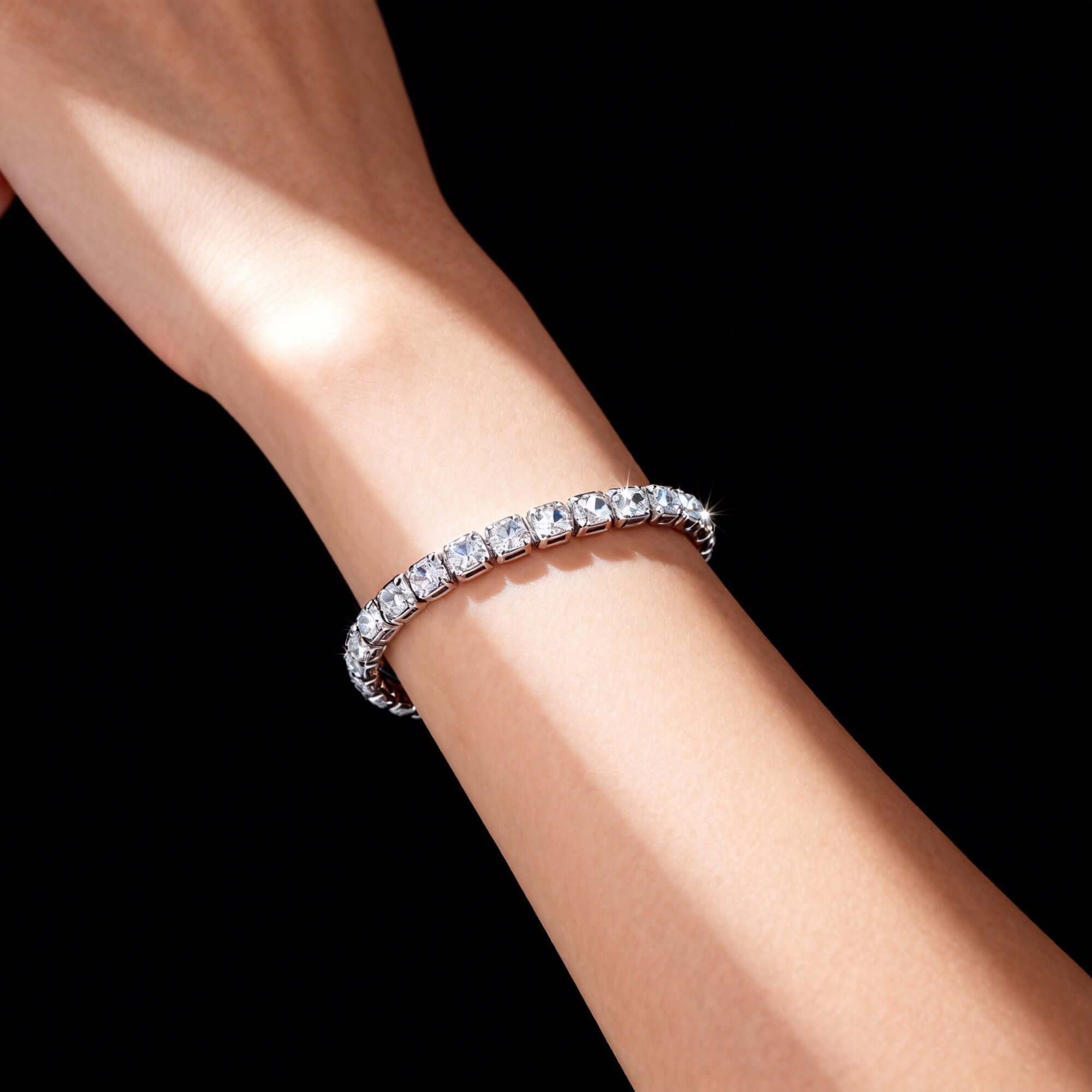 Sparkling Tennis Chain Bracelet, 14K Gold Plated Cubic Zirconia Wristband, Dainty Unisex Jewelry For Wedding, Party &amp; Daily Wear