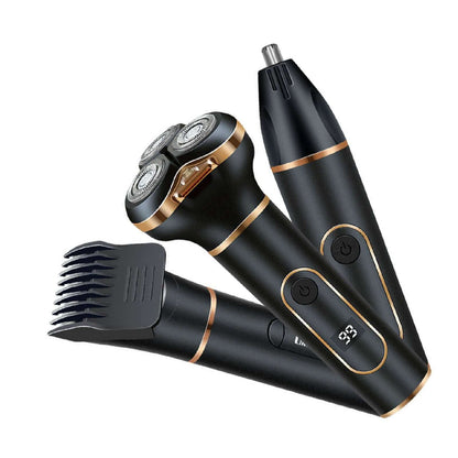 Electric shaving machine for men 3 in 1, featuring beard, hair, and nose trimmers for precise grooming.