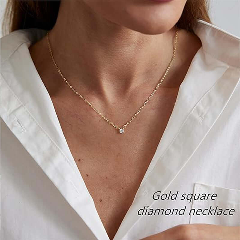 Solitaire Pendant Necklaces 14K Gold Solitaire Pendant Necklaces