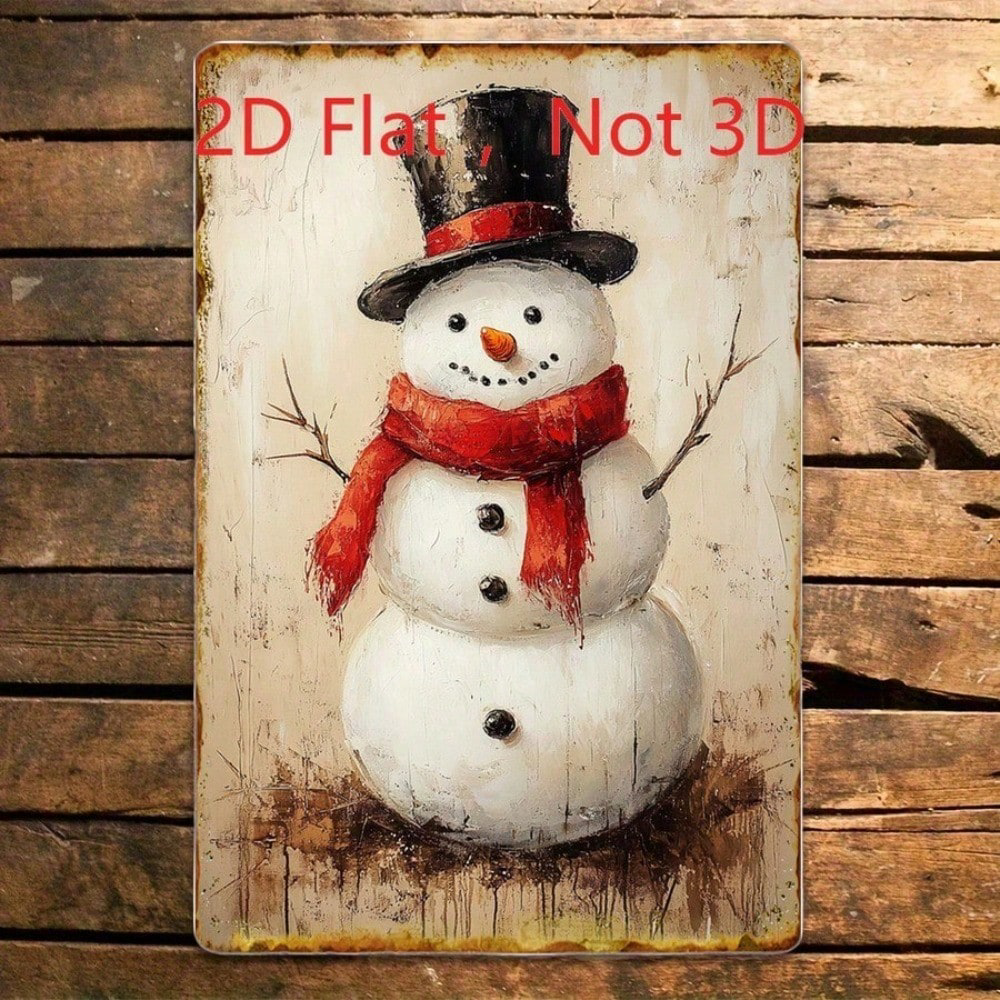 CIFbuy Vintage Oil Painting Style Christmas Snowman Tin Sign, Tin Sign, Retro Art 8x12 Decor IkChristmas
