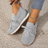 comfortable flats for women New Lace Up Mesh Flats Shoes For Women Light Grey