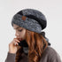 2pcs Knitted Hat With Scarf Two-color Thick Warm Earflaps Wool Scarf Two Tone Black