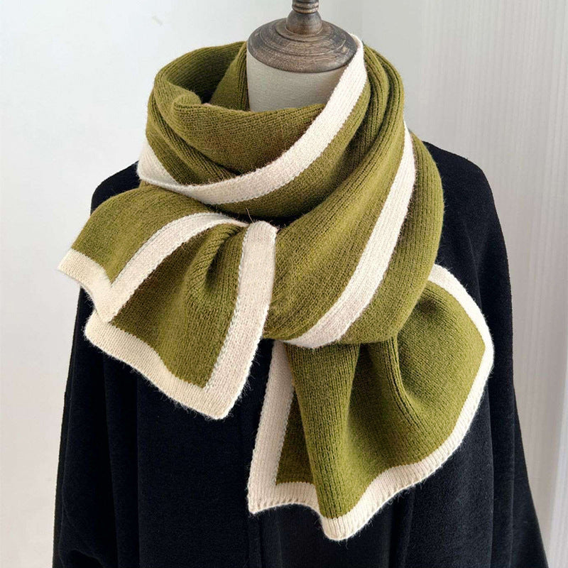 Knitted Wool Scarf Green