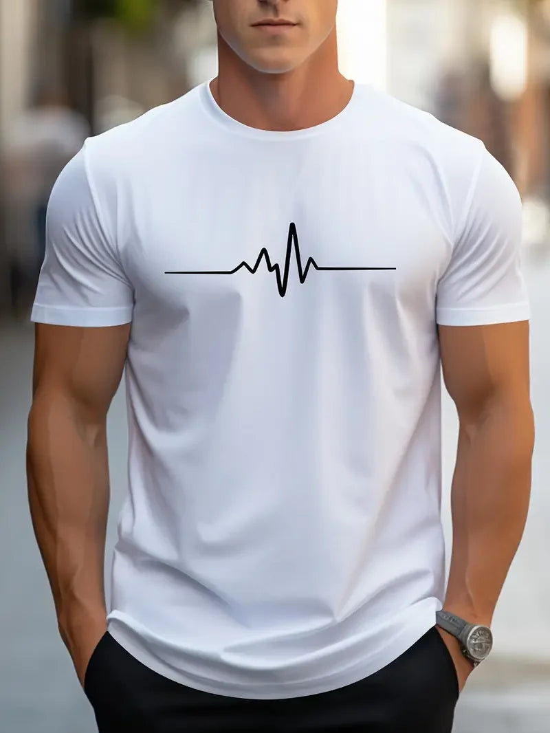 Men's Fashionable Summer Crew Neck Short Sleeve Sports T-shirt, 