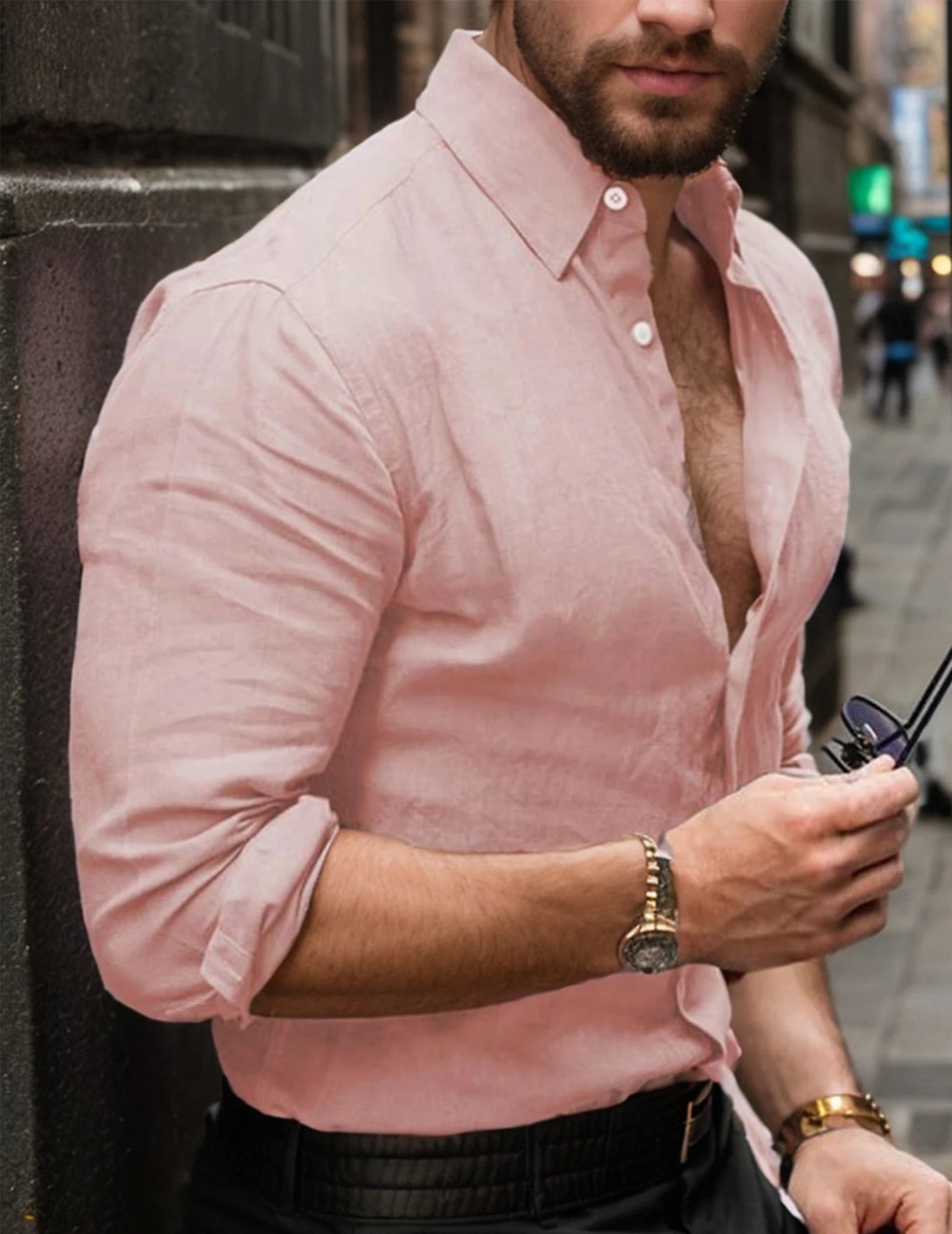 Collared Button-Up Business Shirt