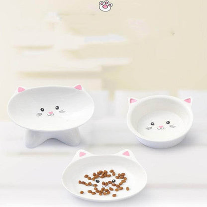ceramic cat bowl Small Cat Face Shape Pet Food Bowl