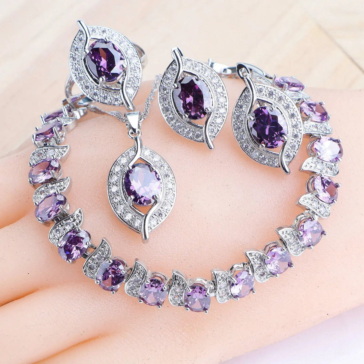Purple Zircon Silver 925 Jewelry Sets