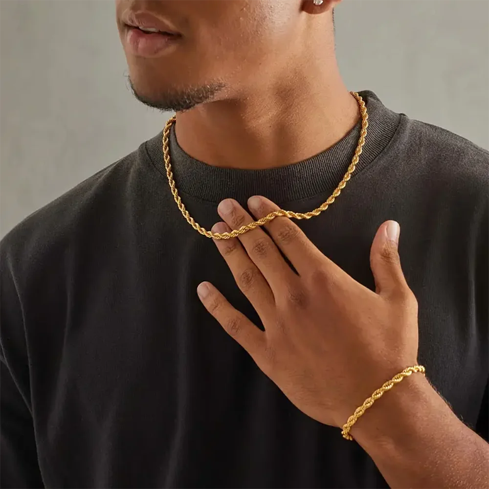 Twisted Rope Necklace for Men