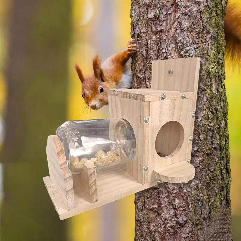 Wooden Squirrel Feeder
