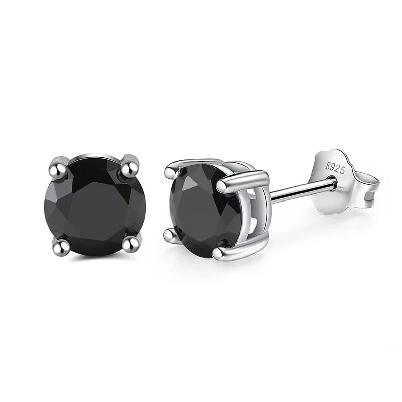 Moissanite Earrings for Women in S925 Sterling Silver featuring stunning black stones