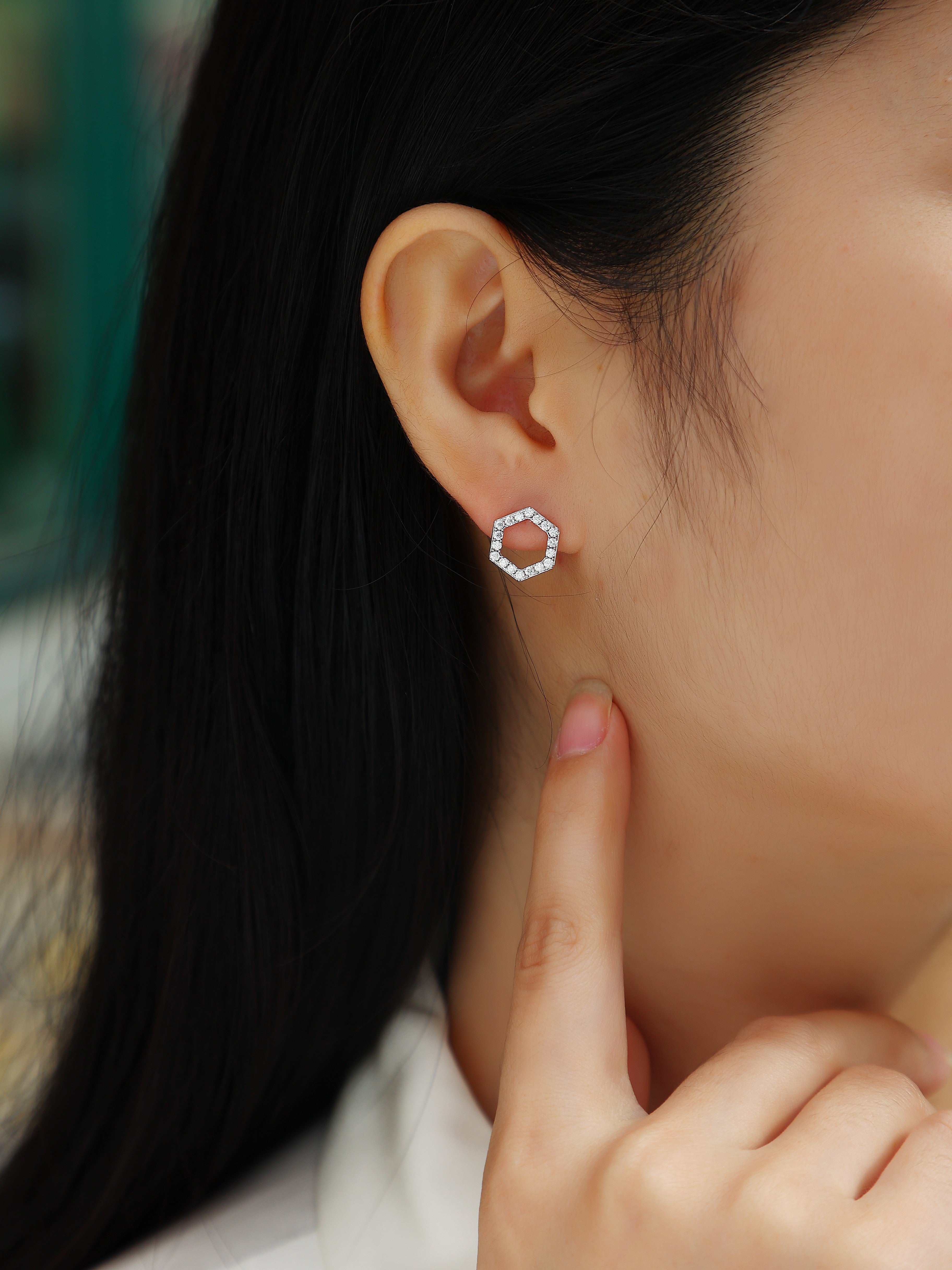 Sterling Silver And Platinum-plated Stud Earrings