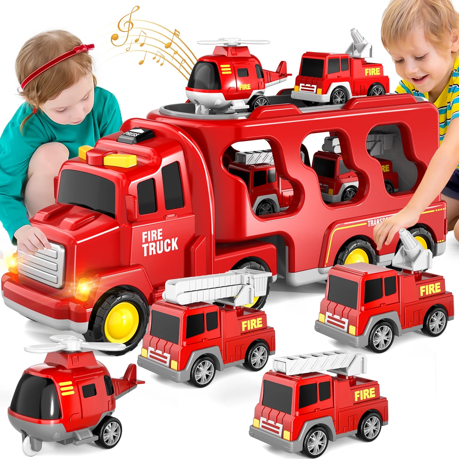 Toys For Boys Age 4-6 Red Carrier Fire Truck