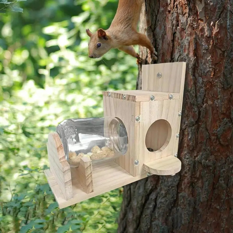 Wooden Squirrel Feeder 