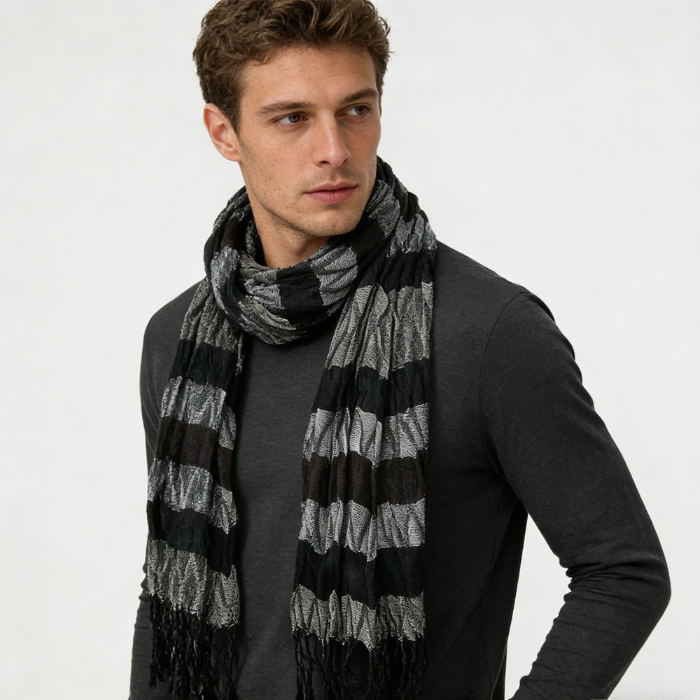 Crinkle scarf Beige Jacquard Crinkle Scarf 66inchx28inch Multicolor