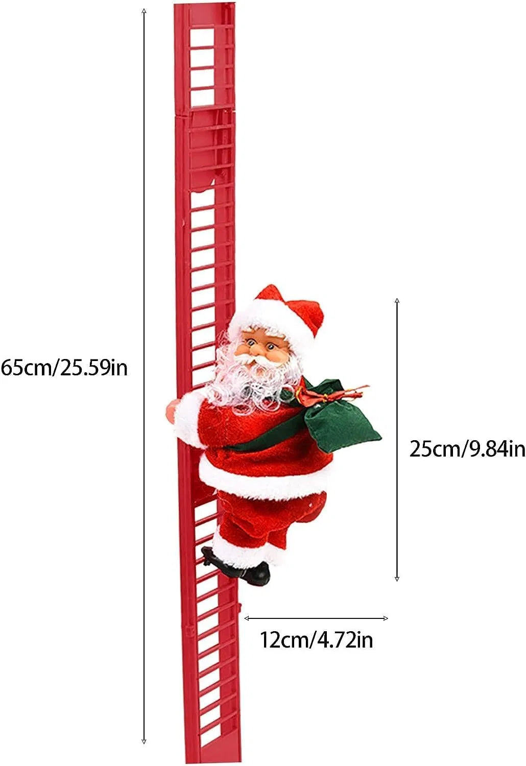 Christmas Electric Climbing Santa with Music &amp; LED Light, Electric Climbing Ladder Santa Claus Doll for Xmas Tree Decorations Hanging Christmas Ornaments Tree Decor Holiday Party Gift Christmas