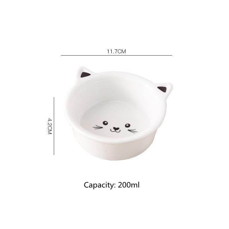 ceramic cat bowl Small Cat Face Shape Pet Food Bowl Black Pots