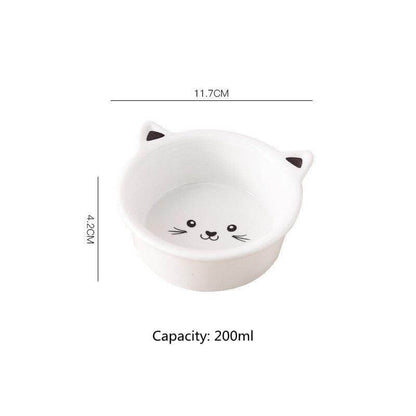 ceramic cat bowl Small Cat Face Shape Pet Food Bowl Black Pots
