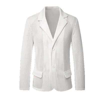 Mens Solid Color Loose Fit White Suit Casual Jacket
