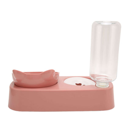 Pet Water Food Bowls Raised Detachable Automatic Water Feeder Food Dish Set For Small Medium Cat Dog Pink