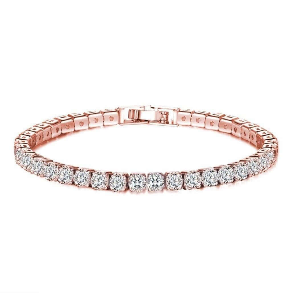 Sparkling Tennis Chain Bracelet, 14K Gold Plated Cubic Zirconia Wristband, Dainty Unisex Jewelry For Wedding, Party &amp; Daily Wear