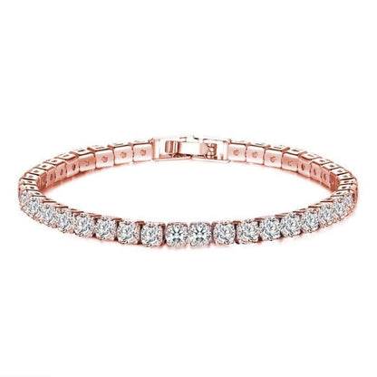 Sparkling Tennis Chain Bracelet, 14K Gold Plated Cubic Zirconia Wristband, Dainty Unisex Jewelry For Wedding, Party &amp; Daily Wear