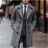 Woolen Coat Fall Winter for Men Double Breasted Long Dark Gray