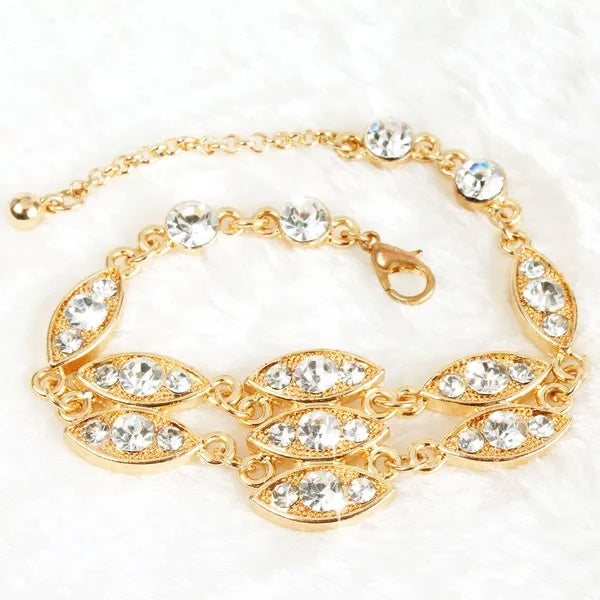 Rhinestone Bracelet Noble Burnished Gold Bling Rhinestone Bracelet