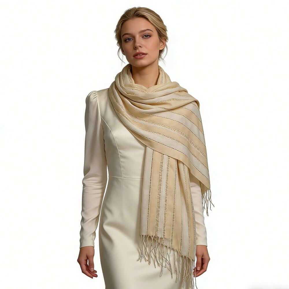 khaki and black scarf - Textured Casual Scarf 71inchx17.5inch