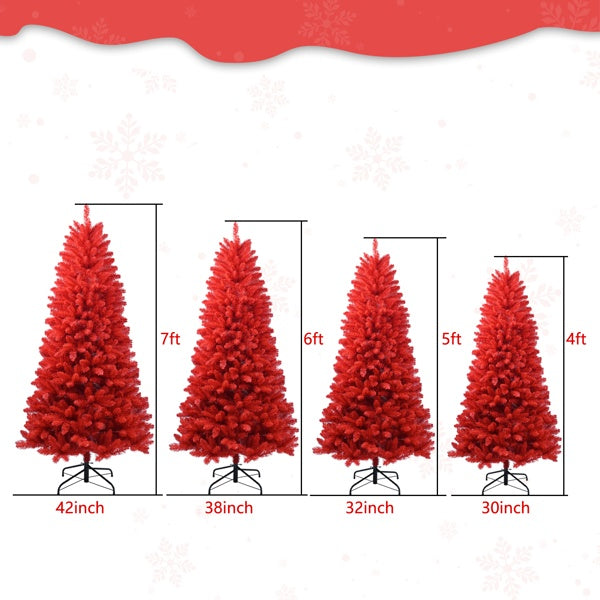 Artificial 5-foot Red Christmas Tree, 624 PVC Mixed Tips, High-Quality Hinges And Foldable Base Christmas Decoration
