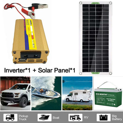 220W Inverter100W Solar Panel Kit USB Battery Charger Convert W12480473