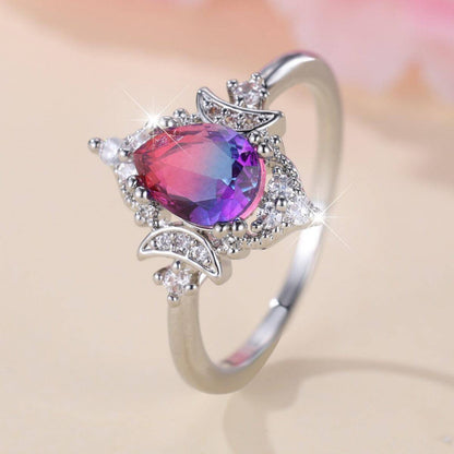 designer rings for women New Gradient White K Rose Ring Silver Rose Blue