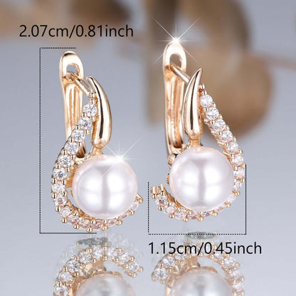 Fashionable gold earrings Champagne Gold Pearl