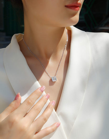 1The Brilliance In A Small Space - A Fashionable Jewelry Pendant Set With Moissanite S925 Sterling Silver And Platinum-plated Diamond, Moissanite Silver Jewelry Prohibit Tk Sales